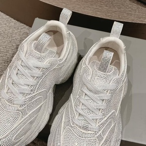 Nouvelles baskets compensées blanches premium 2026 avec strass, plateforme scintillante, style décontracté, chaussures de papa à paillettes - Product Image 6