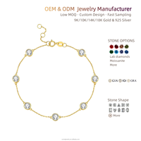 OEM&ODM IGI Sertifikalı Laboratuvarda Yetiştirilmiş Elmas 14 Ayar Altın Rodyum Kaplama Yuvarlak Kesim Bezel İşlemeli Minimalist Kadın Bilekliği (Metreyle Satılır)