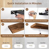 Étagère flottante à motif grain de bois, support invisible de 1,5 pouce d'épaisseur, cadre suspendu 39,4x7,9 pouces pour salle de bain et salon