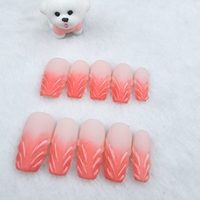 Uñas artificiales forma de uña de almendra; popular naranja diseño 3D color degradado fábrica de alta calidad al por mayor.