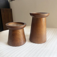 Porte-bougie en bois fait main, en bois massif, de forme irrégulière, pour la décoration rustique de la maison de style ferme.
