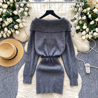 Robe moulante courte en maille à manches longues et col en V avec ceinture pour femme – Tenue décontractée et élégante pour le quotidien