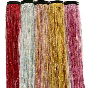 Cheveux longs et lisses de 20 pouces, paillettes brillantes, mèches de cheveux pour fête, résistantes à la chaleur, arc-en-ciel, cheveux colorés pour filles - Product Image 4