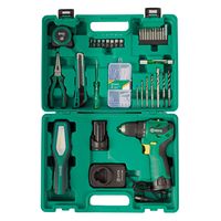 Kit de Perceuse Visseuse Sans Fil 12V Sans Balais 51007, 88 Pièces, pour Entretien et Installation Extérieurs, avec Lampe de Travail et Boîte à Outils Métallique