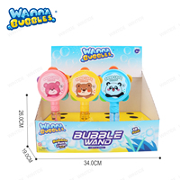 Bâton à bulles 2-en-1 en plastique, jouet tambourin de dessin animé avec solution de 50 ml, thème ours, canard, lapin, baguette à bulles pour jeux en extérieur