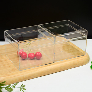 Boîte de rangement carrée transparente en plastique, conteneur transparent épais de qualité alimentaire avec couvercle pour aliments, bonbons, bijoux, étui organisateur de cadeaux - Product Image 1