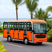 Bus touristique électrique haut de gamme 14 places, véhicule navette fermé, climatisation, vitesse 30 km/h, autonomie 70-90 km pour station balnéaire