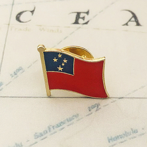 Broches drapeau national de Samoa en émail métallique époxy cristal, badges peints, souvenirs, broches de costume, cadeaux commémoratifs personnalisés - Product Image 1