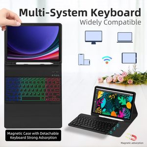 Custodia per Tablet OEM/ODM con Tastiera Retroilluminata Bluetooth in PU per <span class=keywords><strong>Samsung</strong></span> <span class=keywords><strong>Galaxy</strong></span> <span class=keywords><strong>Tab</strong></span> S7 / <span class=keywords><strong>S8</strong></span> / S9 / S9 FE 11 Pollici - Product Image 3