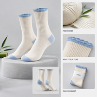 Chaussettes en fibres écologiques de bambou, tricot fines mailles, noires et ivoire, avec talon et bout renforcés, entretien facile