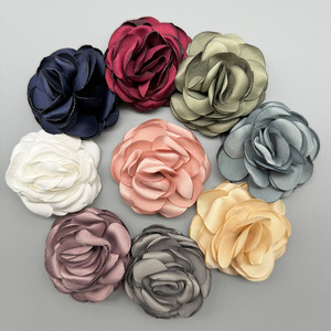Flor de tela con borde pulido de 5 cm, rosa camelia, accesorios de ropa hechos a mano, decoración para el cabello, zapatos y bolsos - Product Image 2