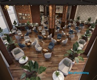 Concept de Salon 3D Personnalisé : Table Basse et Chaises, Ensemble de Mobilier Moderne pour Salon avec Banquette