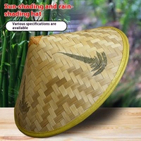 Chapeau de pluie en bambou tissé pour adultes Chapeau de paille style canotier Papier uni Herbe naturelle Protection solaire extérieure Pêche Accessoire de danse