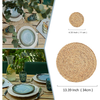 Sets de table tissés en rotin, sous-plats en jonc de mer, sets de table ronds en rotin, assiettes de présentation rondes en rotin