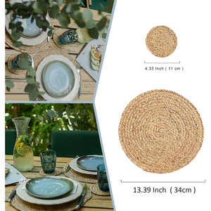 Woven Place Mats Rattan Plate Chargers Seagrass <strong>Placemat</strong> Woven <strong>Placemats</strong> <strong>Round</strong> Rattan Charger Plates Rattan <strong>Placemats</strong> <strong>Round</strong> - Product Image 4