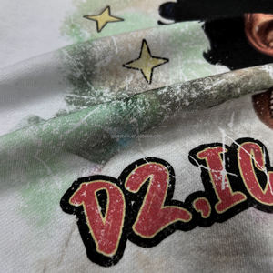 เสื้อยืดทรงบ็อกซี่ครอปผ้าคอตตอนฟอกสีสไตล์วินเทจ ตกแต่งด้วยคริสตัล งานพิมพ์ลายกราฟิก ทรงโอเวอร์ไซส์ สำหรับผู้ชาย - Product Image 5