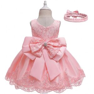 Robes de princesse sans manches en gros avec nœud et dentelle, tenues de princesse pour enfants, robes de demoiselle d'honneur avec grande ceinture - Product Image 1