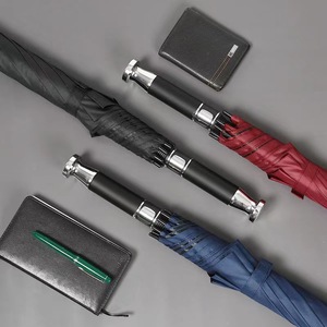 Paraguas Plegable Negro Minimalista de 8 Varillas con Apertura Automática, Protección Solar y Contra la Lluvia, de Nailon, para Viajes, Uso Adulto, Semiautomático, de Fibra de Vidrio - Product Image 3