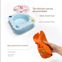 Bol d'alimentation lent pour animaux de compagnie en silicone détachable, anti-étouffement, anti-renversement, pour chiens et chats, pliable et portable