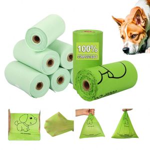 Bolsas para excremento de perro 100% compostables y ecológicas al por mayor, biodegradables de almidón de maíz con aroma para la eliminación de desechos de mascotas - Product Image 1