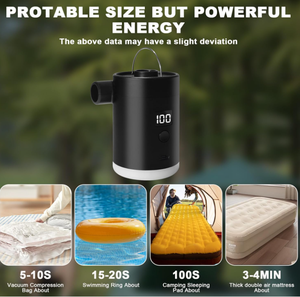 Mini pompe à air électrique rechargeable USB LCD pour le camping en plein air, gonfleur de lit, matelas, sans plastique, personnalisation du logo pour les <span class=keywords><strong>petites</strong></span> quantités - Product Image 3