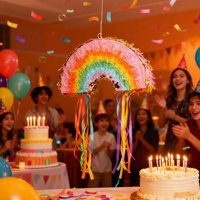 Colorful Child Party Favors Decorations Mini Rainbow Pinata Fillers Toys Paper Reusable Wholesale Birthday Baby Shower Festiva