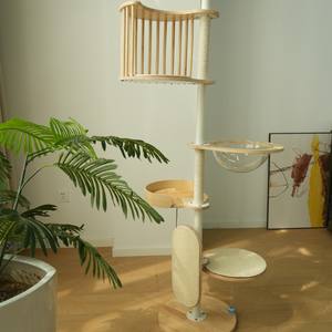 Tiang Cakar Kucing Kayu Klasik Mewah Berkualitas Tinggi Ramah Lingkungan untuk Kucing Dalam Ruangan Desain Natal Bertingkat - Product Image 4