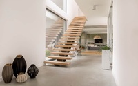 Escalier intérieur moderne en arc Villa Cercle Escalier rond incurvé Escalier garde-corps escalier en colimaçon design avec marches lumières LED