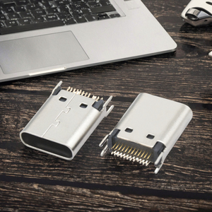 Conector USB 3.1 Tipo C Hembra para PCB con Montaje en Placa, Grosor de 1.0mm, Acero Inoxidable Chapado en Oro - Product Image 3