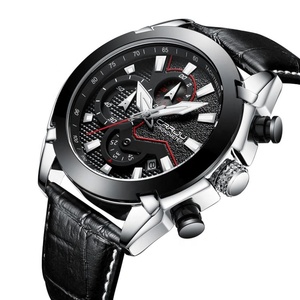 CRRJU New Men's Simple Sport Watches Men Quartz Chronograph 30m Waterproof Brown and Black Leather Date <b>Clock</b> Relogio Masculino - Product Image 6