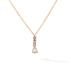 Collar Minimalista con Colgante Geométrico de Circonita, Antideslustre, Pulido, de Acero Inoxidable con Baño de Oro de 18K, Accesorios Diarios para Mujer - Product Image 6
