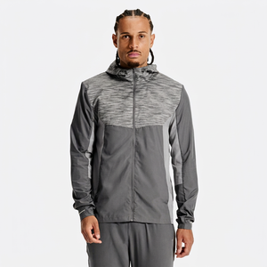 Conjunto de cortavientos con capucha de primera calidad para hombre, sudadera ligera con cremallera y pantalones cortos a juego para correr, senderismo y actividades al aire libre, conjunto de ropa deportiva para hombre - Product Image 1