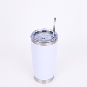 Gobelet de 20oz à double paroi isolé sous vide tasse de voyage gobelets en acier inoxydable avec couvercle et paille tasses à café durables à revêtement en poudre - Product Image 3