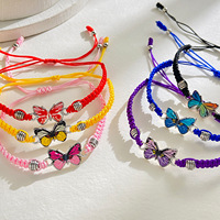 Promotion : Bracelet Papillon en Émail Coloré, Tressé à la Main, Nœud Ajustable, pour Amitié, Couple et Femme