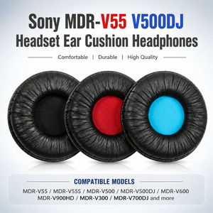Almohadillas de Repuesto para Auriculares MDR-V55, Fundas de Almohadillas de PU para Auriculares MDR-V55 V500DJ, <span class=keywords><strong>Somic</strong></span> E95, MDR-7502 MDR-V500 - Product Image 1
