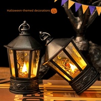 Lanterne Pagode d'Halloween LED, Bougie Électronique, Lampe Citrouille, Décoration de Fête Spookfest, Lumière d'Ambiance Intérieure en Plastique