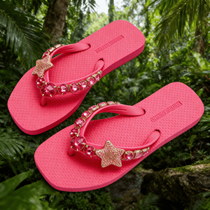 Nouvelles sandales tongs d'été 2025 <span class=keywords><strong>pour</strong></span> femmes, respirantes et légères, avec chaîne de strass en cristal cousue à la main en forme de V, chaussures de plage à bout ouvert - Product Image 4