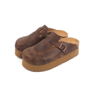Mules plates d'extérieur de haute qualité, sabots en cuir véritable et <span class=keywords><strong>daim</strong></span> pour hommes et femmes, sandales sabots en liège - Product Image 5