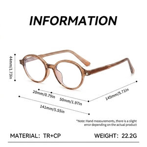 Montura de Gafas Vintage Unisex Ovaladas con Protección Anti Luz <span class=keywords><strong>Azul</strong></span> y Bisagras Metálicas, Estilo <span class=keywords><strong>Retro</strong></span> Personalizado - Product Image 2