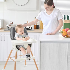 Chaise haute 5 en 1 convertit en escabeau pour enfants à manger siège <span class=keywords><strong>rehausseur</strong></span> chaise haute pour bébé réglable à 5 hauteurs différentes - Product Image 2