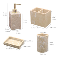 Offre Spéciale : Ensemble de Cinq Accessoires de Salle de Bain en Résine – Articles de Bain Décoratifs de Luxe avec Distributeur de Savon Liquide
