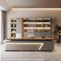 Ensemble de mobilier de bureau moderne de luxe pour la maison, comprenant un bureau de direction en panneaux de bois, une chaise de direction, et des éléments modulaires écologiques pour petites entreprises