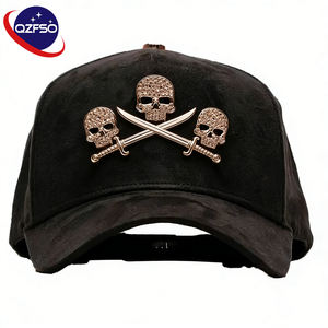 QZFSO Fabricante de Gorras Personalizadas, Gorra de Béisbol Deportiva de 5 Paneles de Gamuza, ROSE GOLD SKULLS, Visera Curva, Adornos de Diamantes de Imitación - Product Image 1