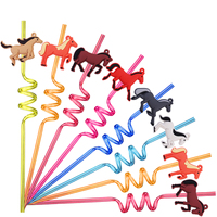 Vente en gros de gobelets réutilisables en PETG colorés avec breloques cheval galopant, thème équestre pour les fêtes d'anniversaire des enfants