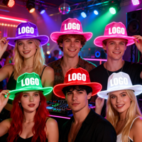 Cappello da Cowboy Personalizzato 2026 con Luci Lampeggianti, Decorazione al Neon, Cappello LED per Festival, Cappelli Luminosi per Feste EDC per Adulti