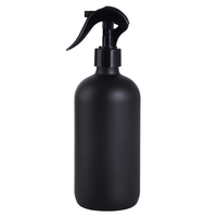 Vente en gros 500ml/16oz Boston Round Matt Black Pink Flacon pulvérisateur en verre avec pulvérisateur à gâchette fine pour nettoyant pour le visage
