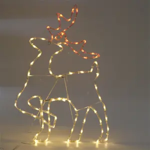 Factory custom 80 lights 2D station deer Christmas tree copper wire lights modeling indoor and outdoor universal holiday decora