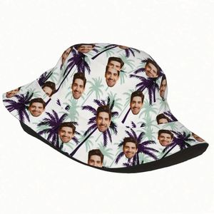 Custom Photo Bucket Hat for Women Fashionable Summer Beach Travel Cap with Tropical Tree and <b>Leaf</b> Cartoon Pattern for Fishing - Product Image 6