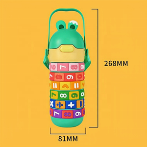 Botella de agua aislada de acero inoxidable <span class=keywords><strong>para</strong></span> niños, con diseño de juguete matemático, divertido rompecabezas de aritmética y anillo, termo de vacío. - Product Image 6