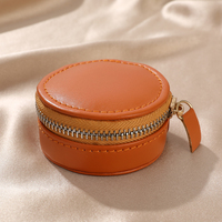 Sac à bijoux en cuir de luxe avec fermeture éclair et logo personnalisé, sac de rangement portable pour collier et boucles d'oreilles